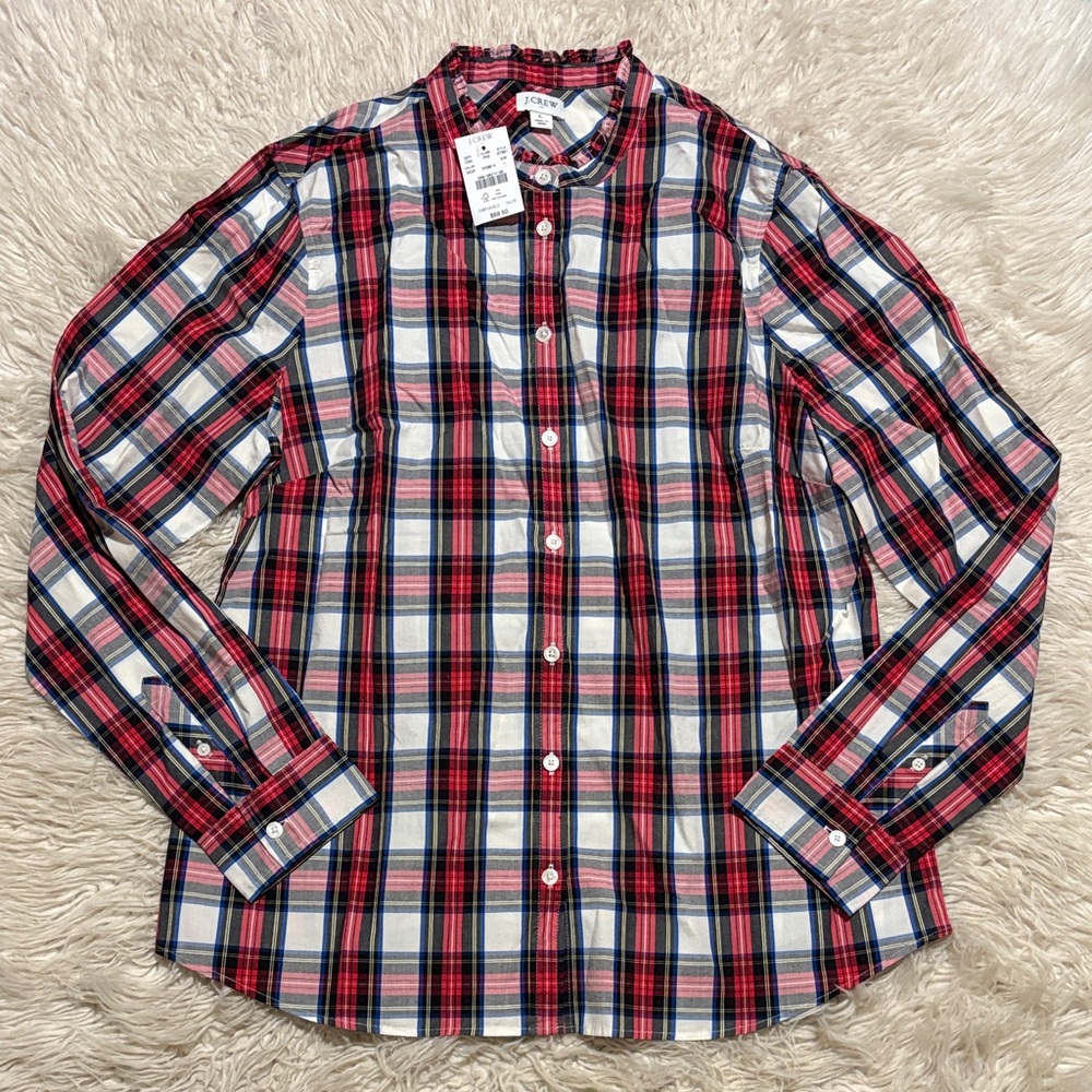 J. Crew Red and Blue Plaid Button Down Shirt